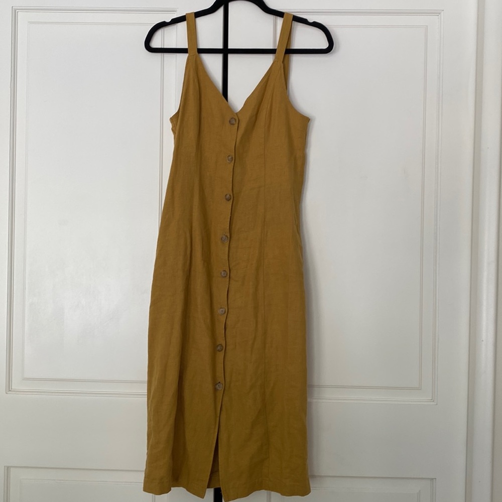 BP Mustard Linen Button Dress Size XSmall